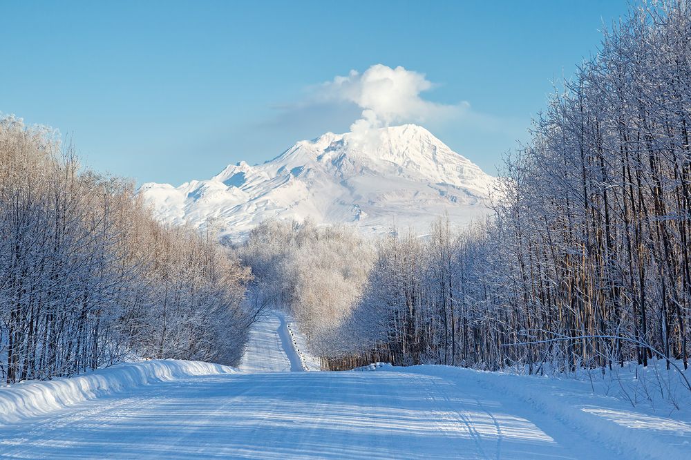 Зимник к вулкану Шивелуч.