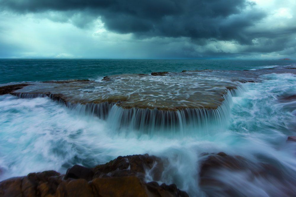 Waterfalls on the sea.