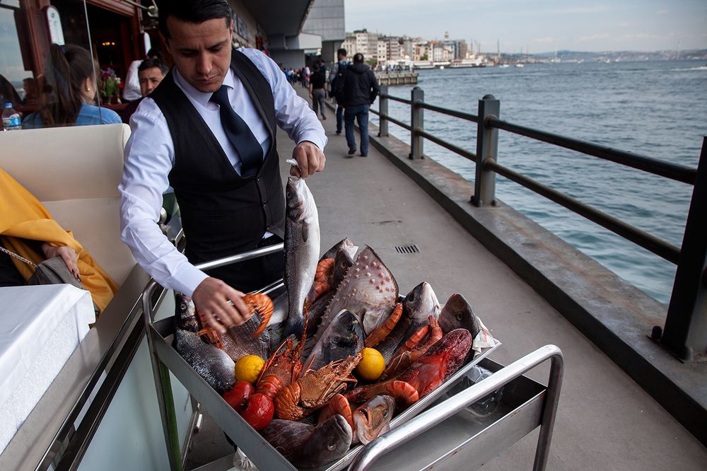 Restaurant, Galata Bridge. Istanbul.