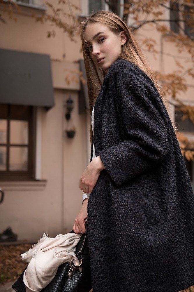 Model in autumn city