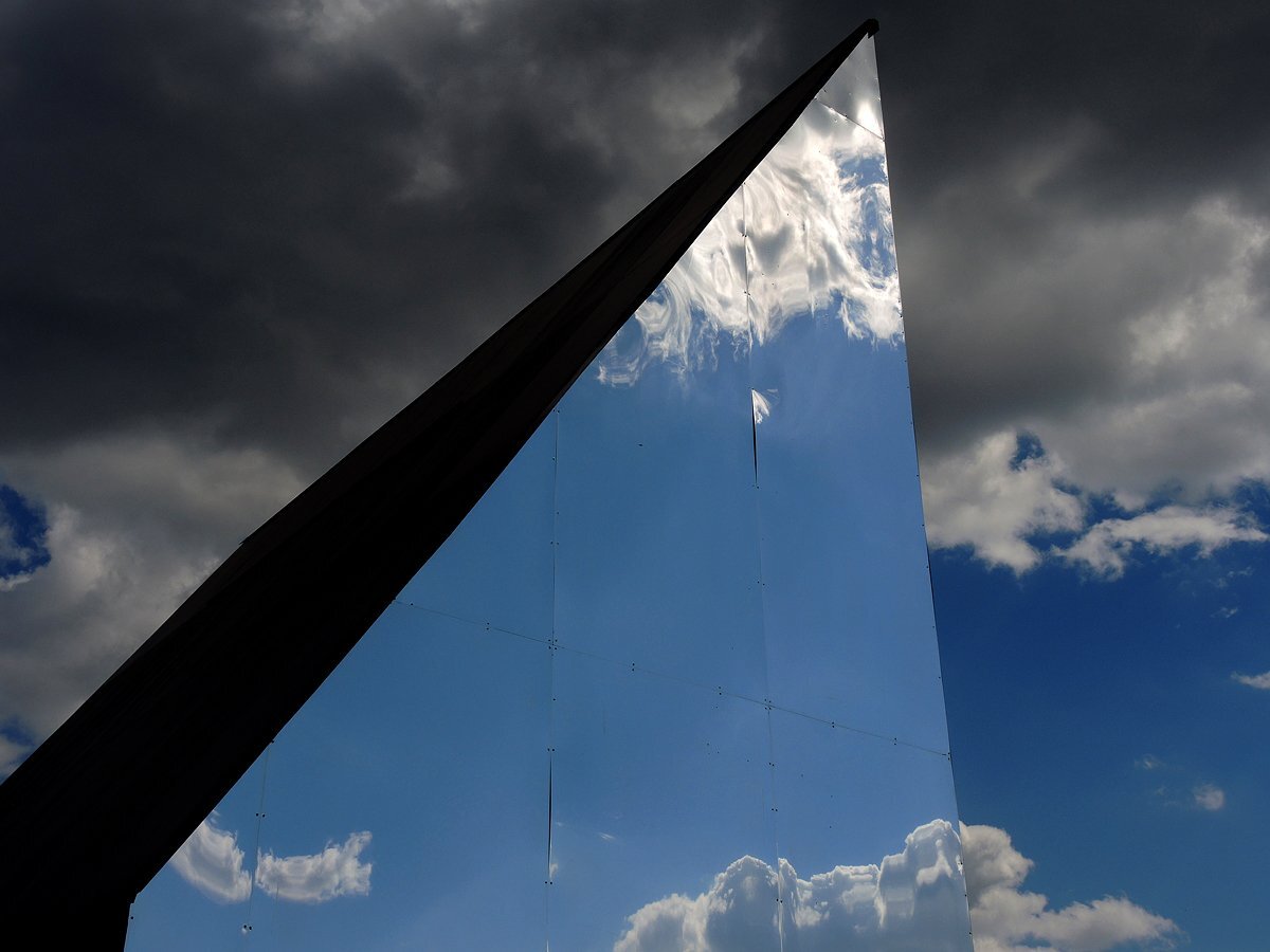 reflection of clouds in the pyramid