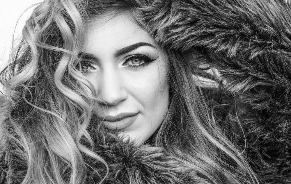 black and white woman portrait