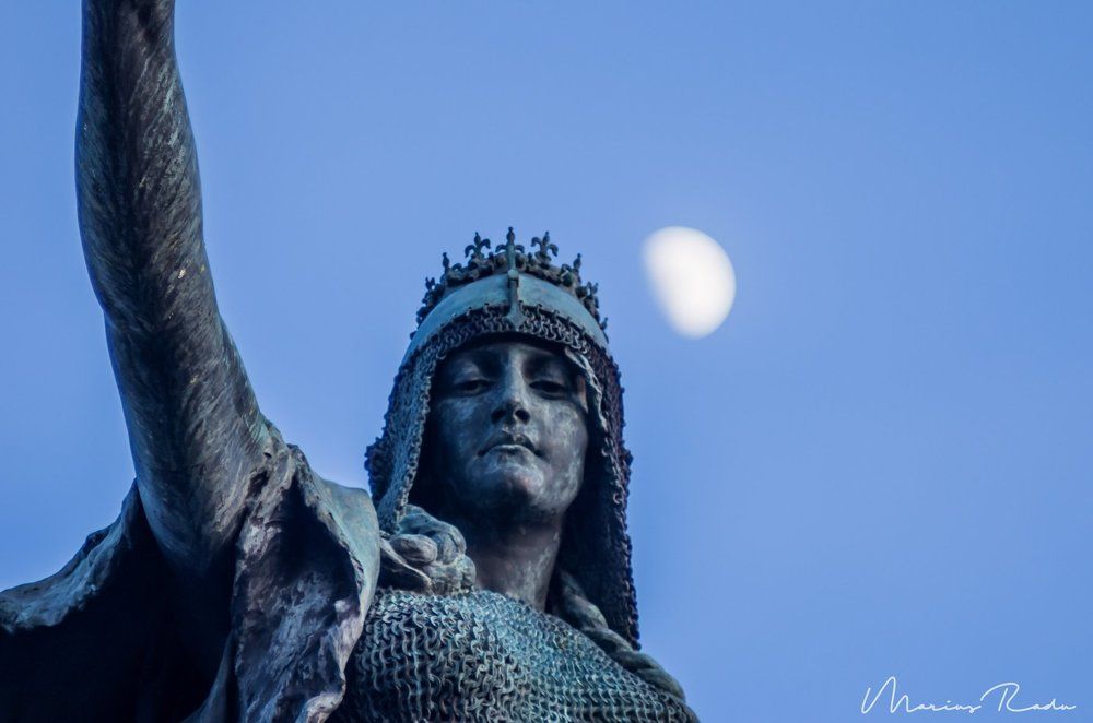 Moon over Liberty Statue