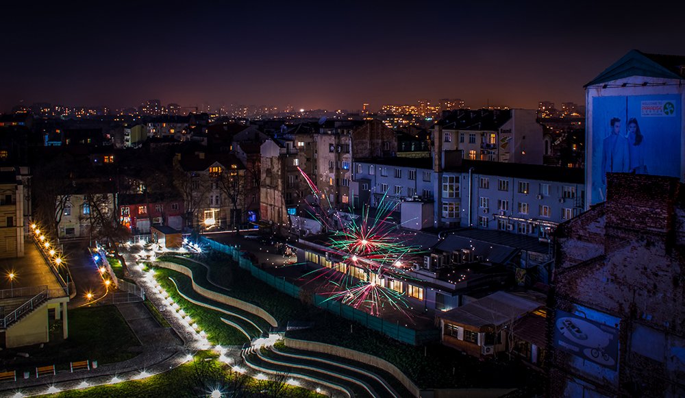 Fireworks on the roof