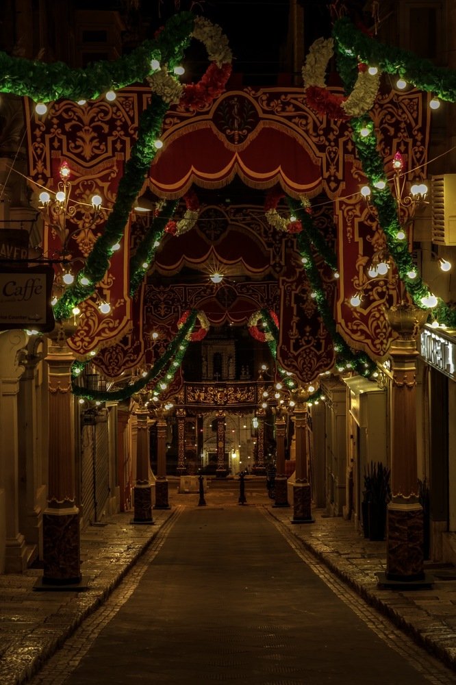 Night street ready for festa