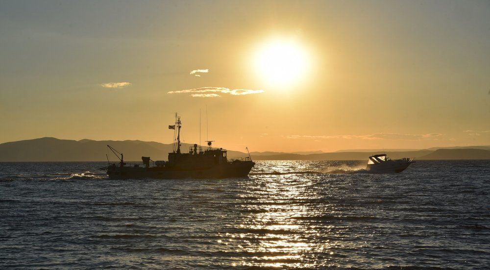 Закат на море.