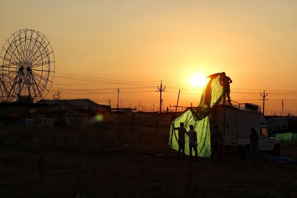 Sunrise People And Shadow