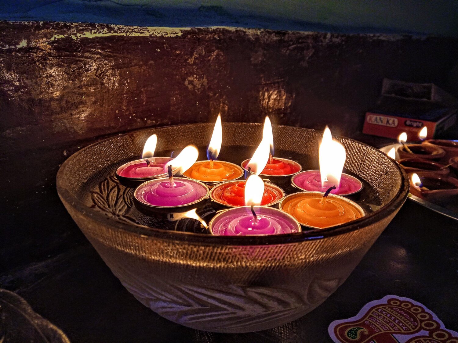 Diya's floating on water