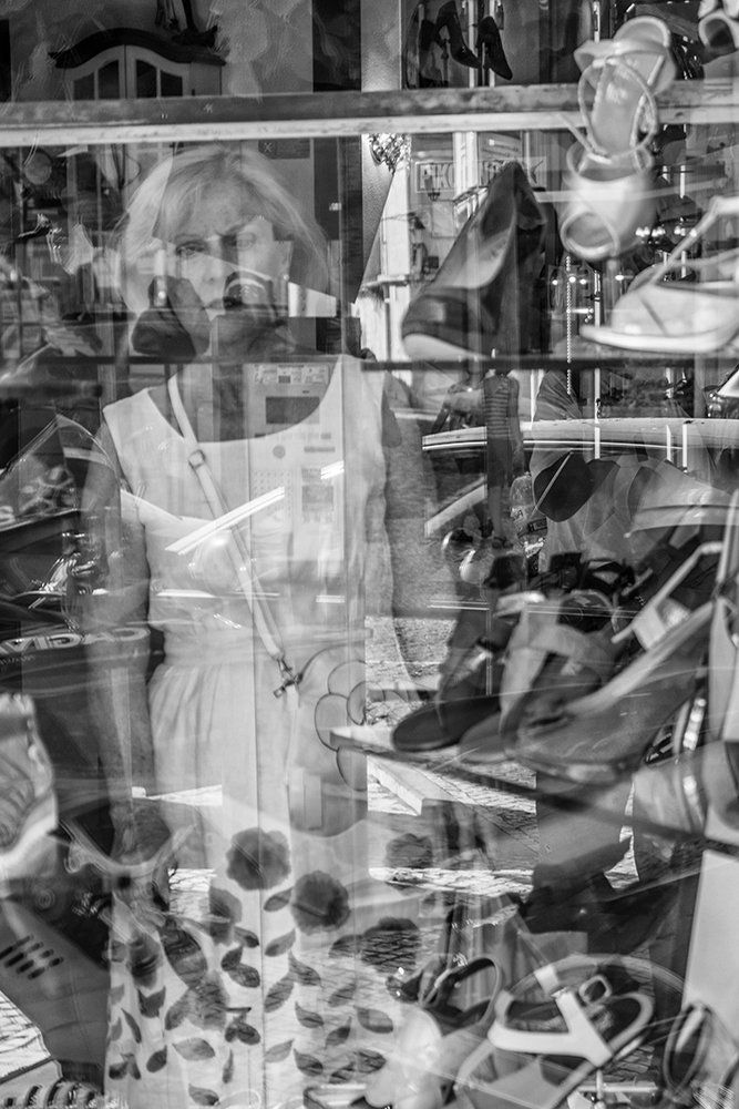 Woman in the shoe store