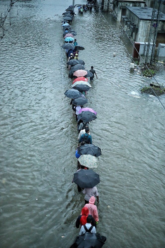 People Are Walking On Railway Track Due To Heavy Rain In Mumbai