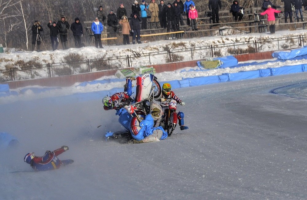 Collision on motocross