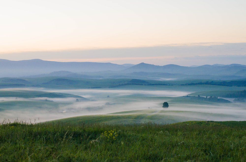 Туман отступает. Алтайские просторы
