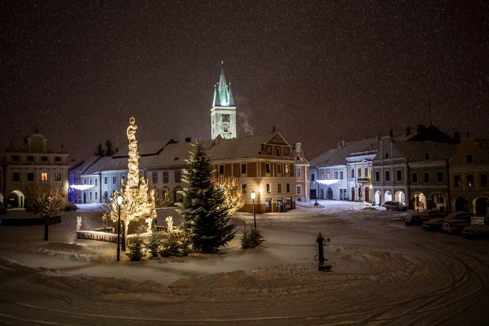 Zacharias Square from Hradec, Telč, Czech Republic