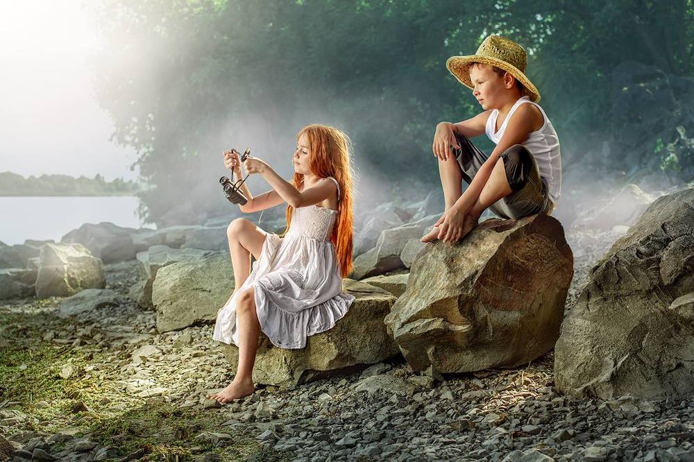 Children on the river