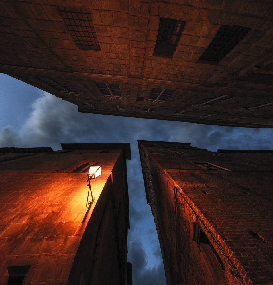 Evening in the streets of Pienza
