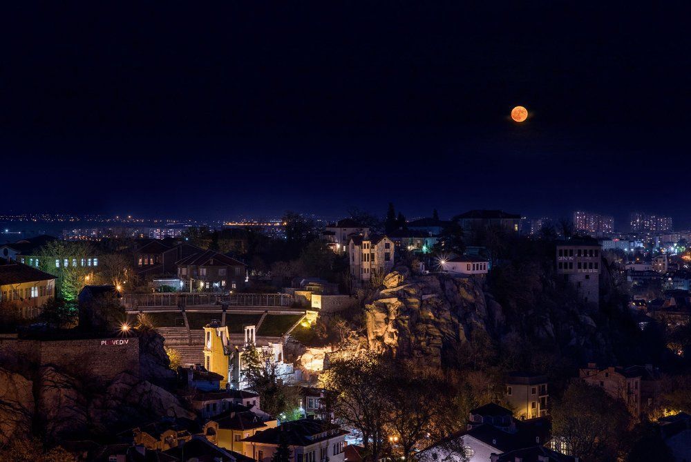 Hills under the super moon