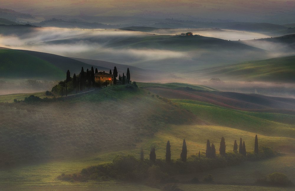 Misty sunrise in Tuscany