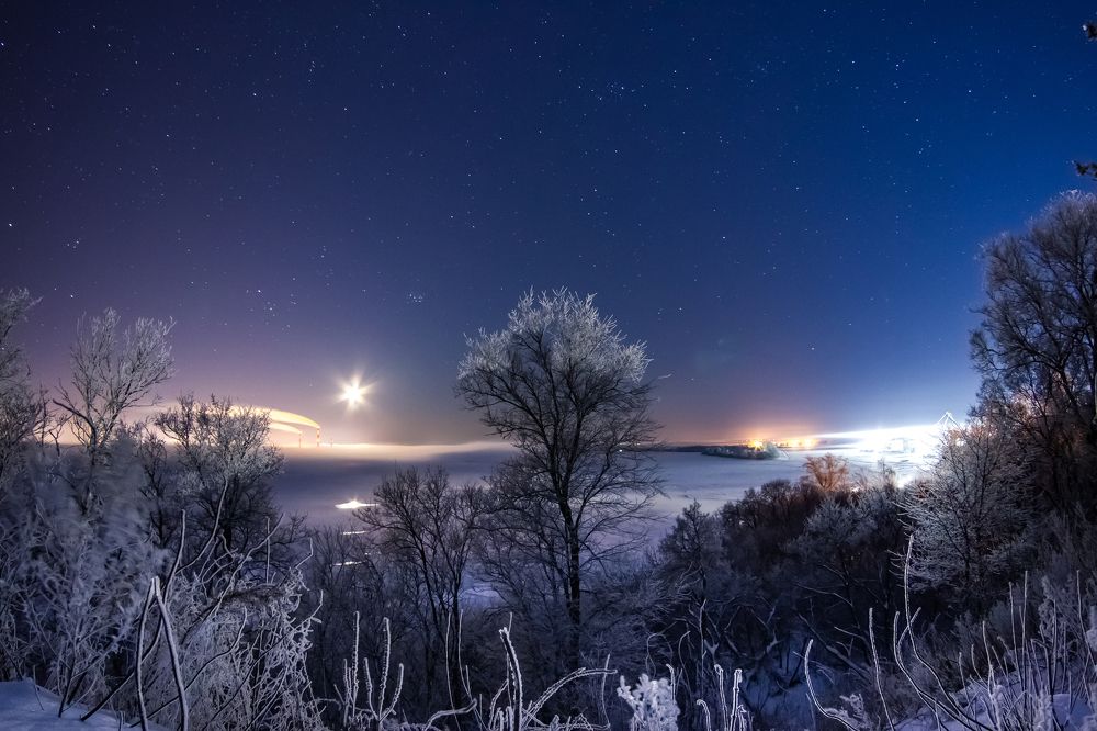 Мороз, туман и звезды над Волгой