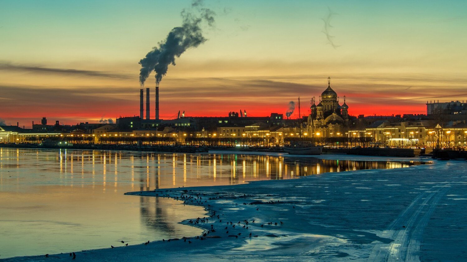 Sunset over Vasilievskiy island