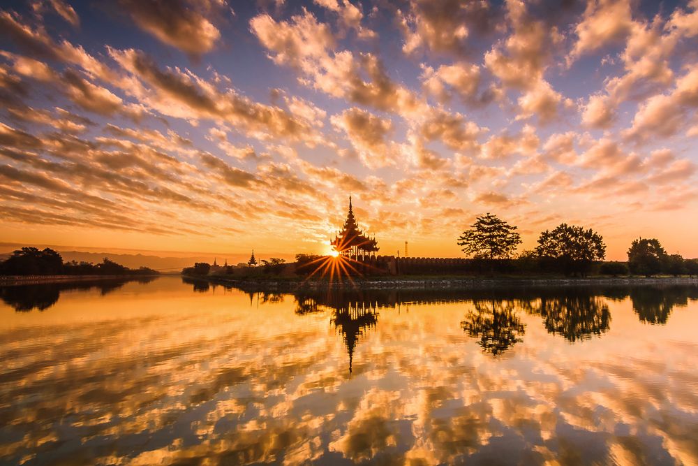 Sunrise over Mandalay palace