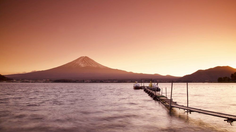 Фудзияма, причал, закат