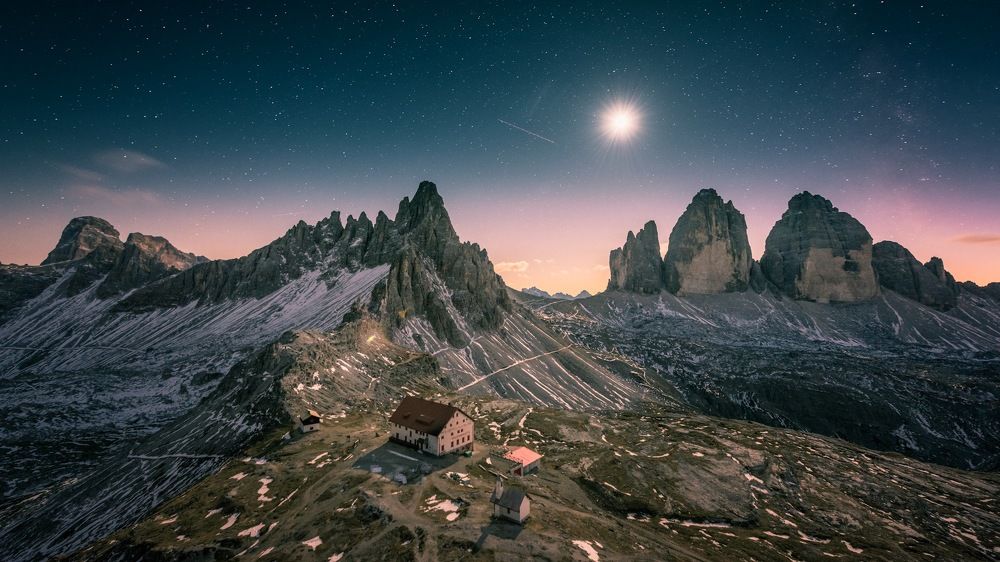 Moon light at Tre Cime
