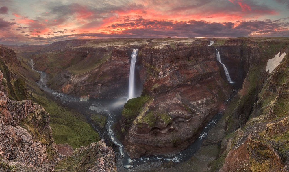 Закат на водопадах
