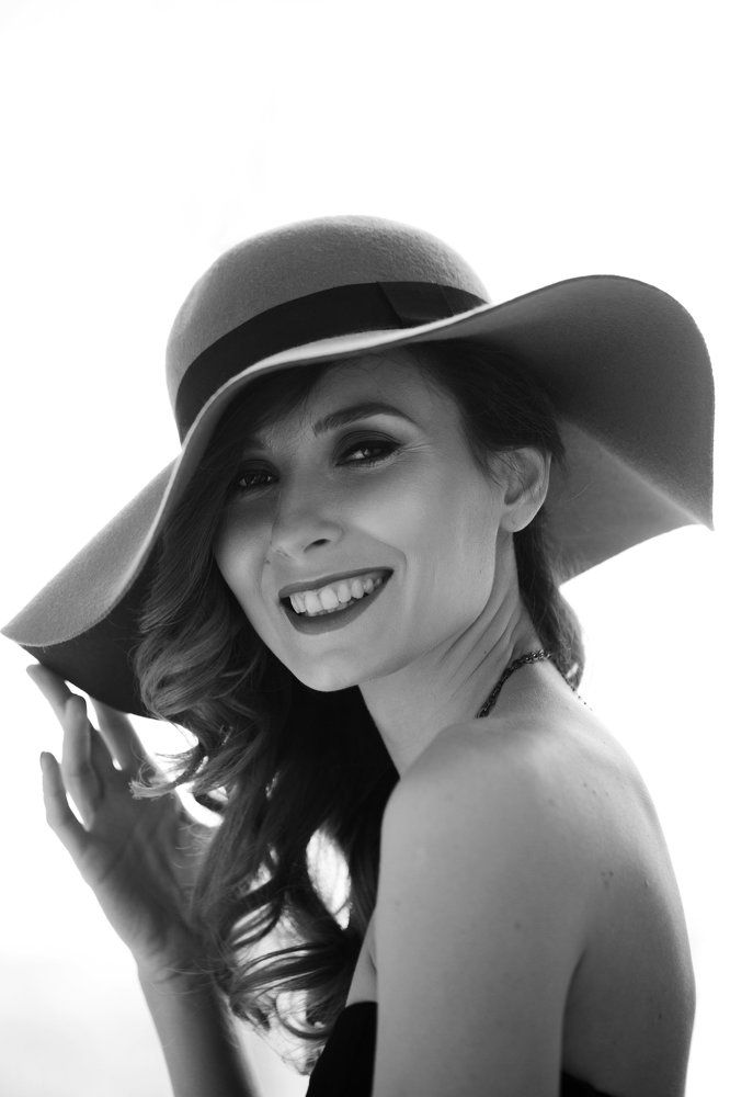 Woman in black dress