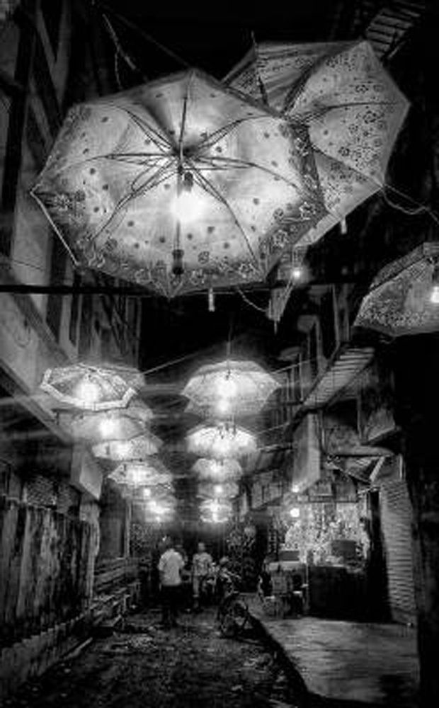 Street in a festive mood