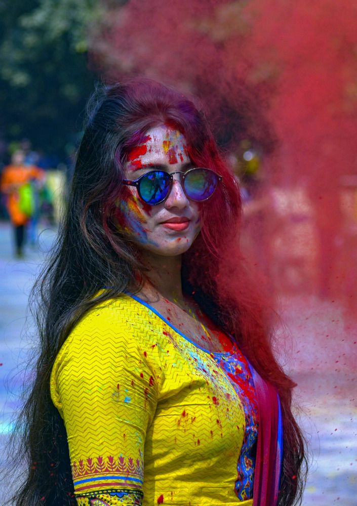 A beautiful Lady enjoying HOLY utsav