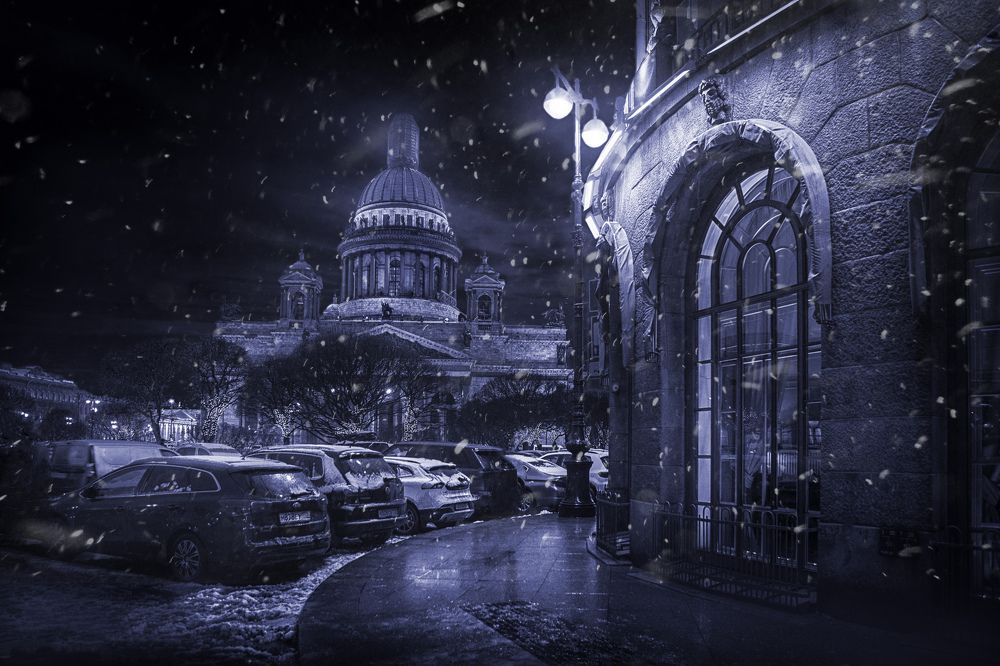 Ночь. Улица. Фонарь. Исаакий