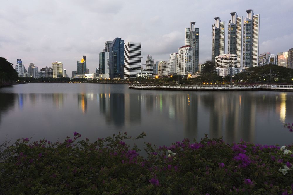 Benjakitti Park at night time.