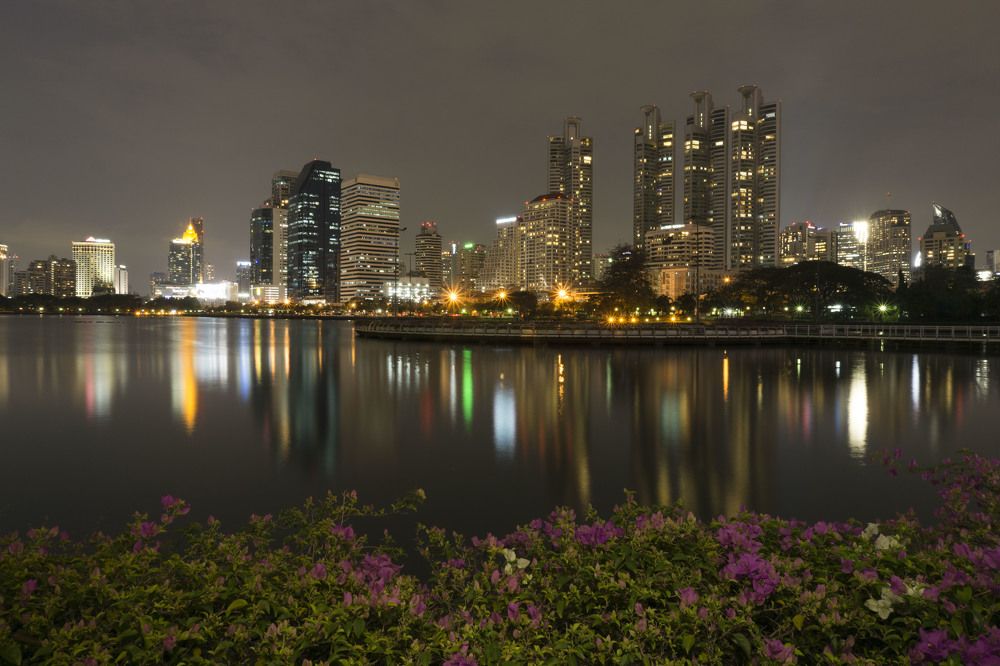 Benjakitti Park at night time.