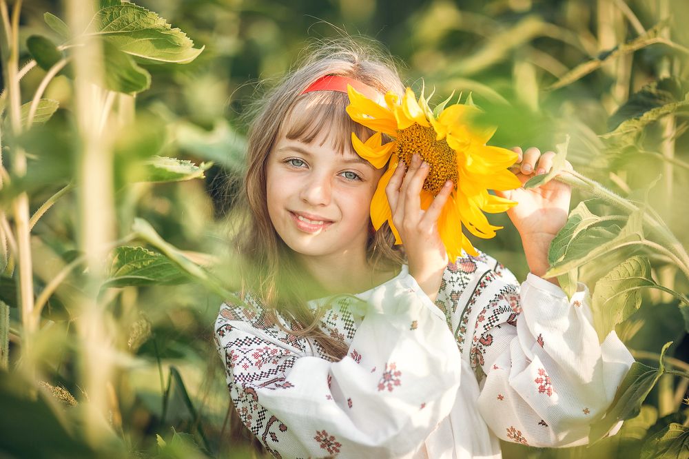 Аришка и подсолнухи
