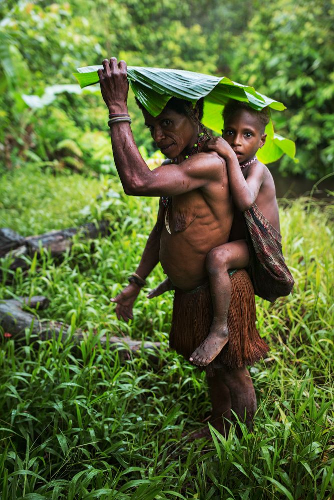 A handmade leaf umbrella