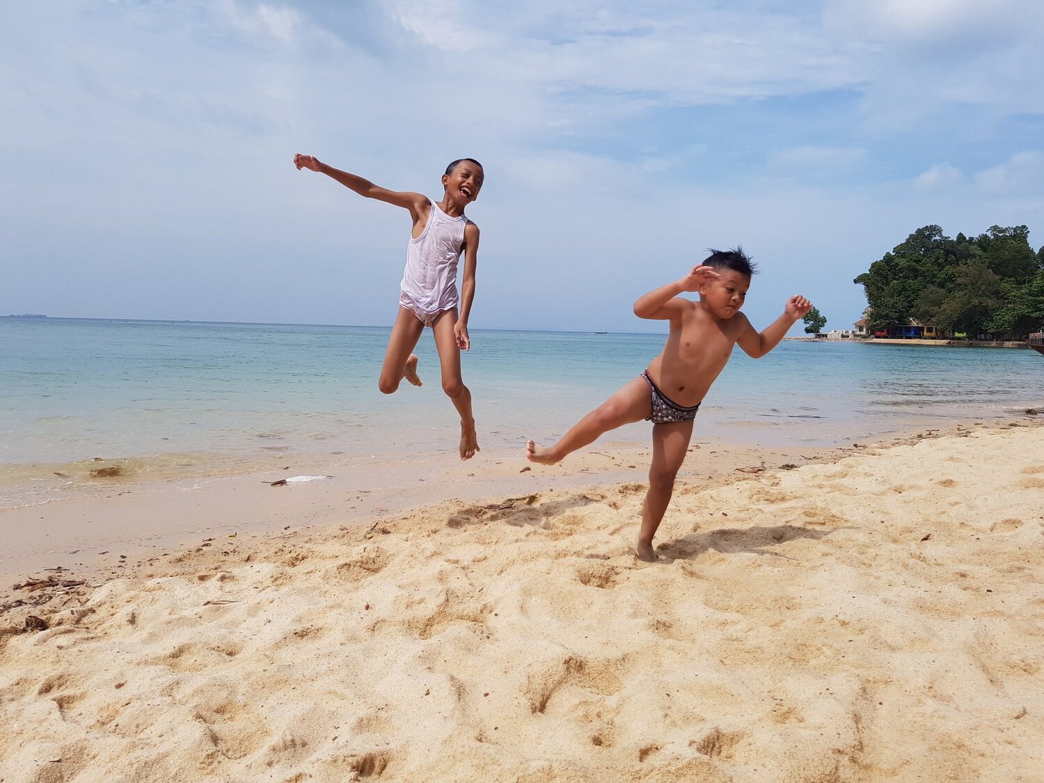 Playing and flying on the sand