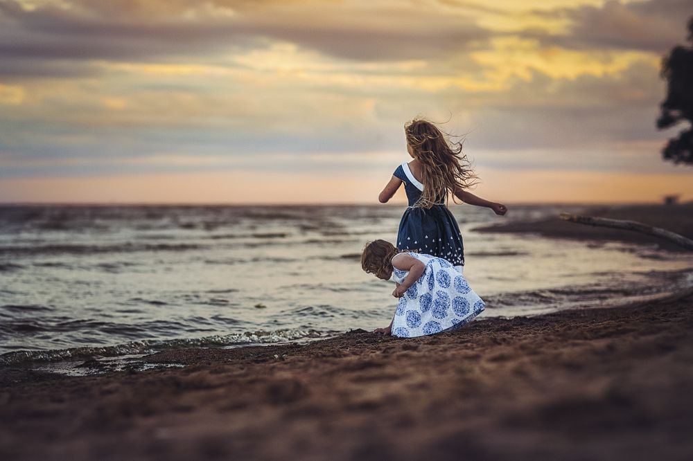 Sunset. Sisters. Stones throw.