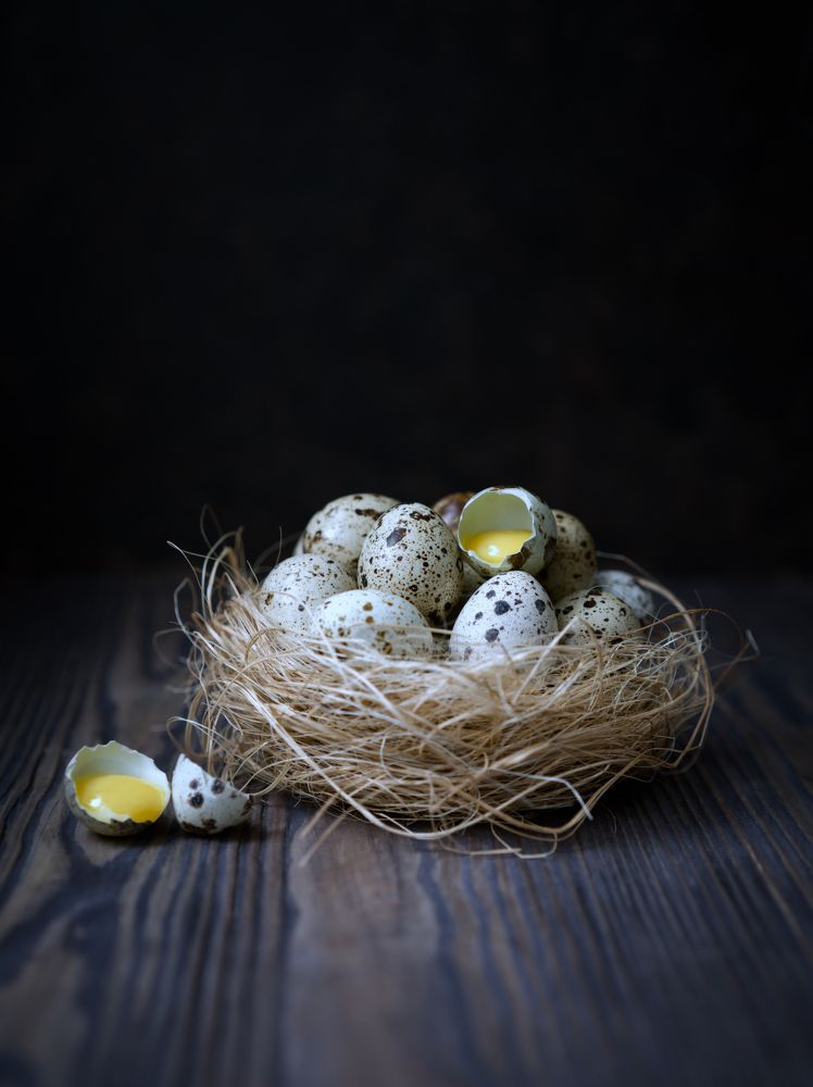 Quail eggs.
