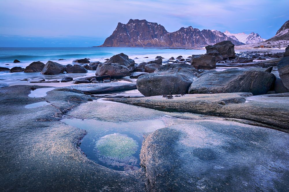 Blue hour on the Lofoten's beach