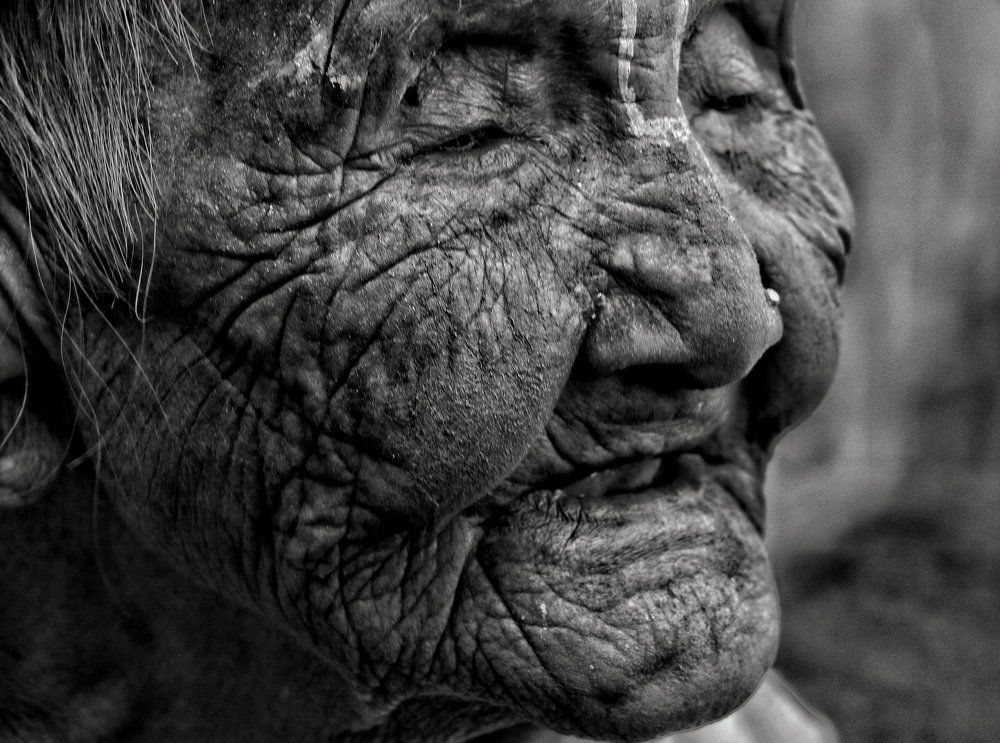 The wrinkled happy Face