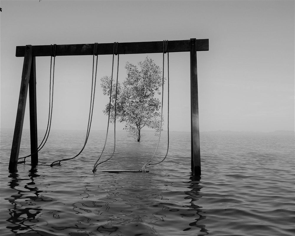 The swing in the sea