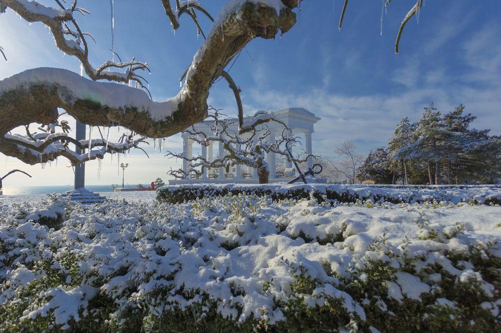 Черноморск городской парк колоннада .