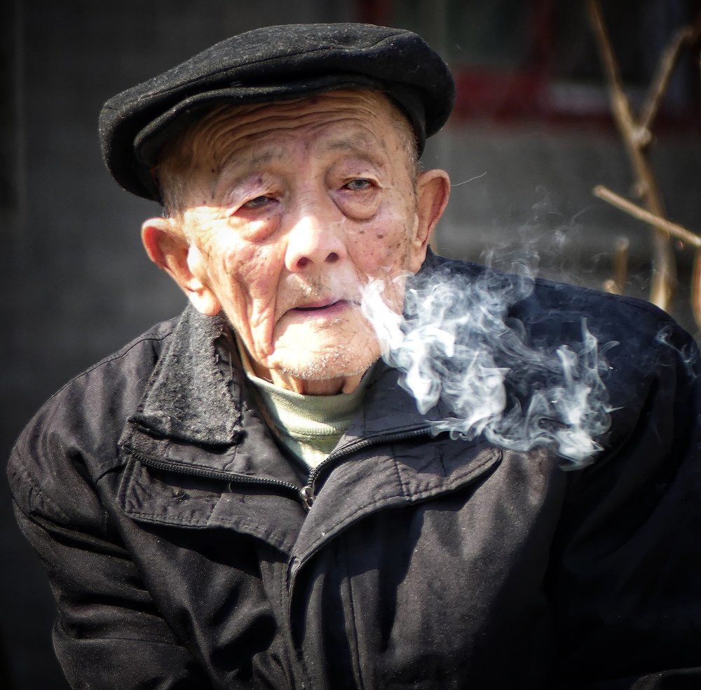 The old man smoking