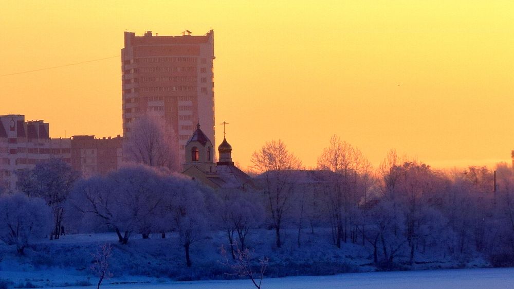 зимнее, морозное утро