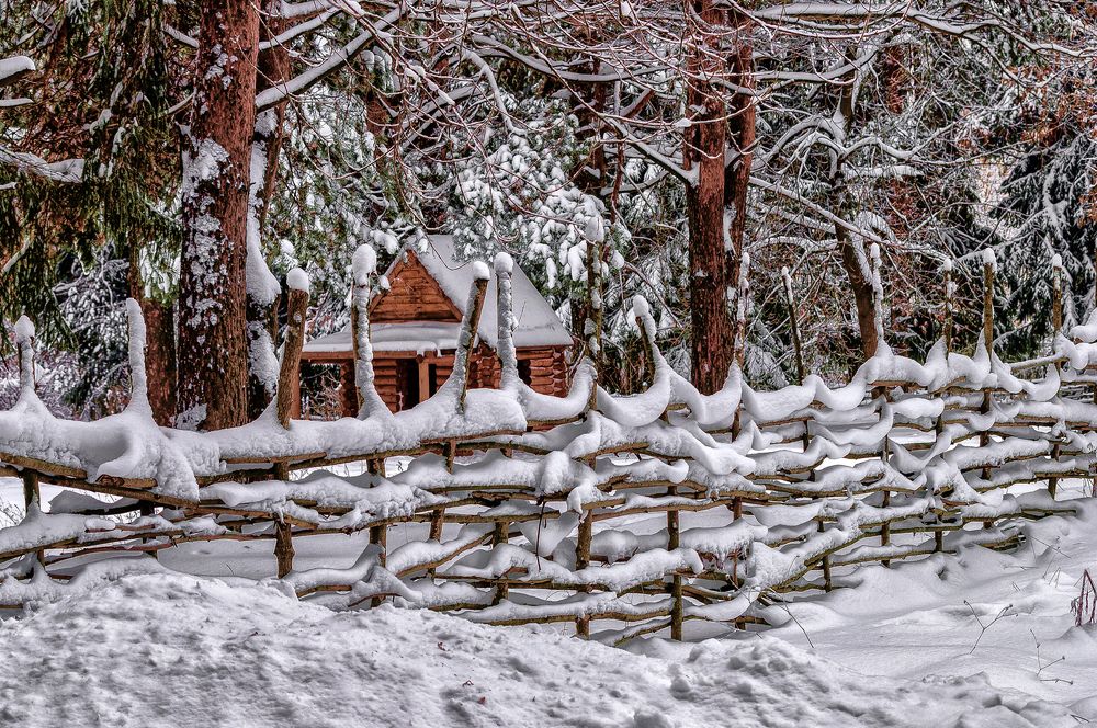 У леса на опушке жила зима в избушке