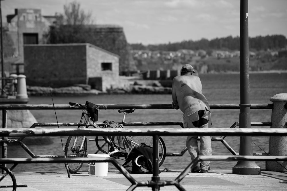 Fisherman in the city