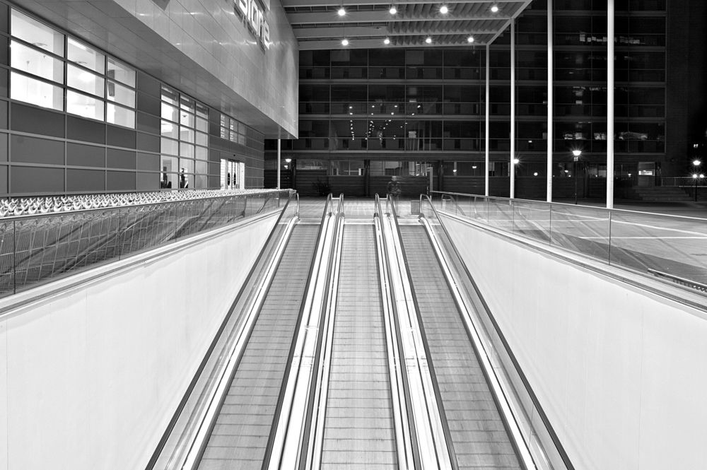 unlit escalators