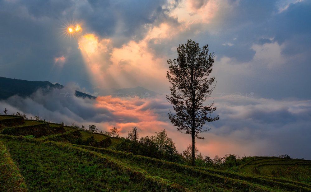 Wave of clouds at sunset.