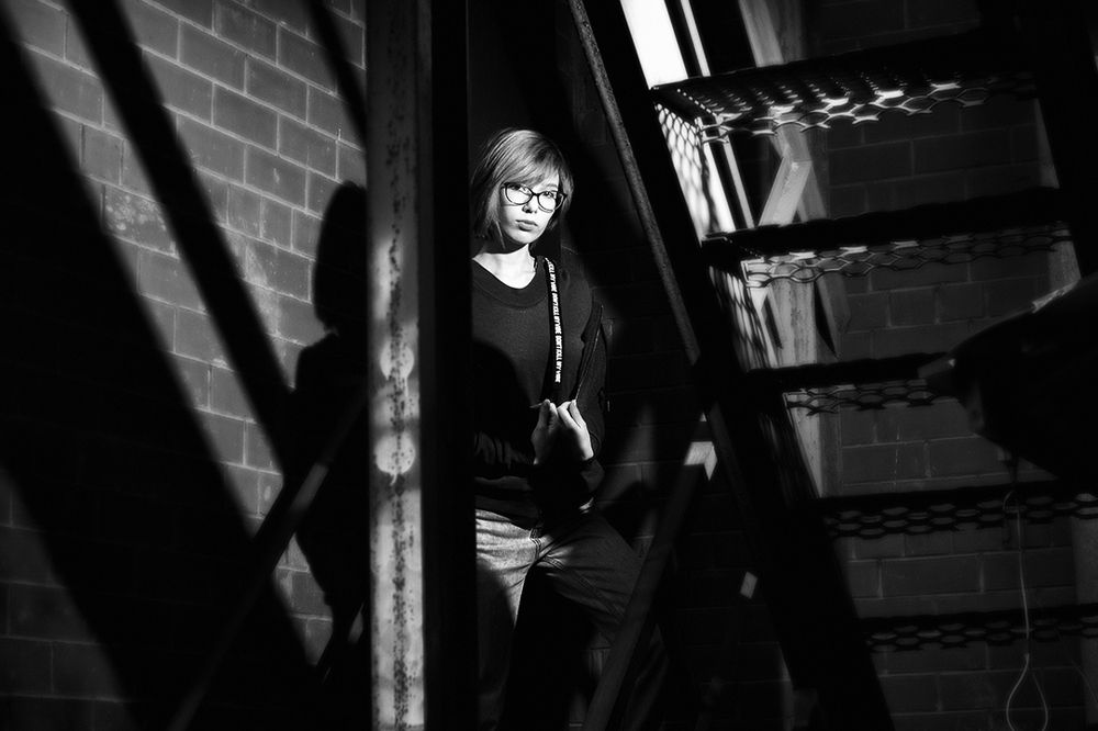 На лестнице