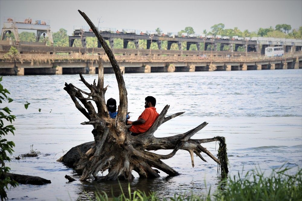 Dam open area Center the river
